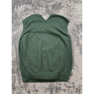 Alan Flusser XXL Classic Sweater Vest Golf Green Diamond V-Neck